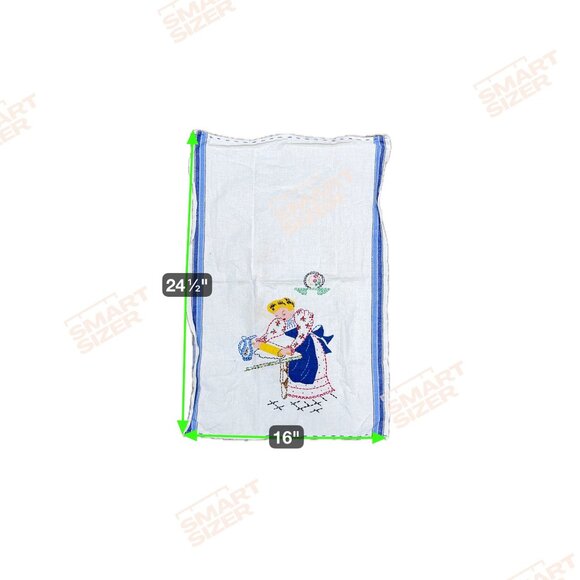 Vintage Embroidered Kitchen Towels Blue White Policeman Pie Set 2 Farmhouse READ - Picture 4 of 6